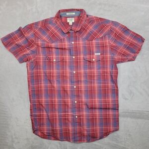 Lucky Brand Shirt Men Small Short Sleeve Classic Fit Pearl Snap Rodeo Rockabilly